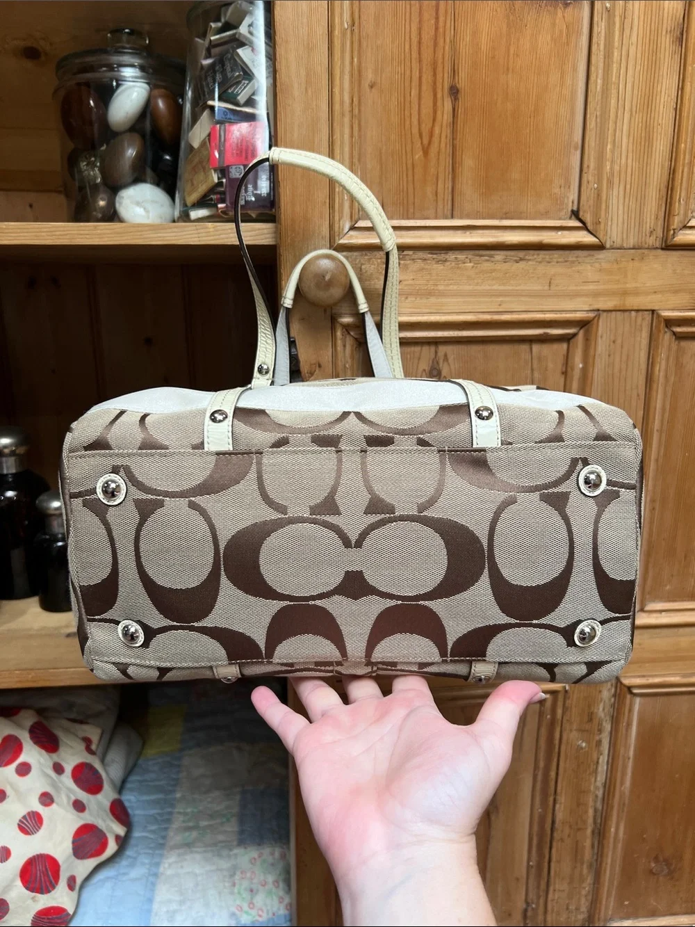 Coach F13551 Signature Stripe Satchel